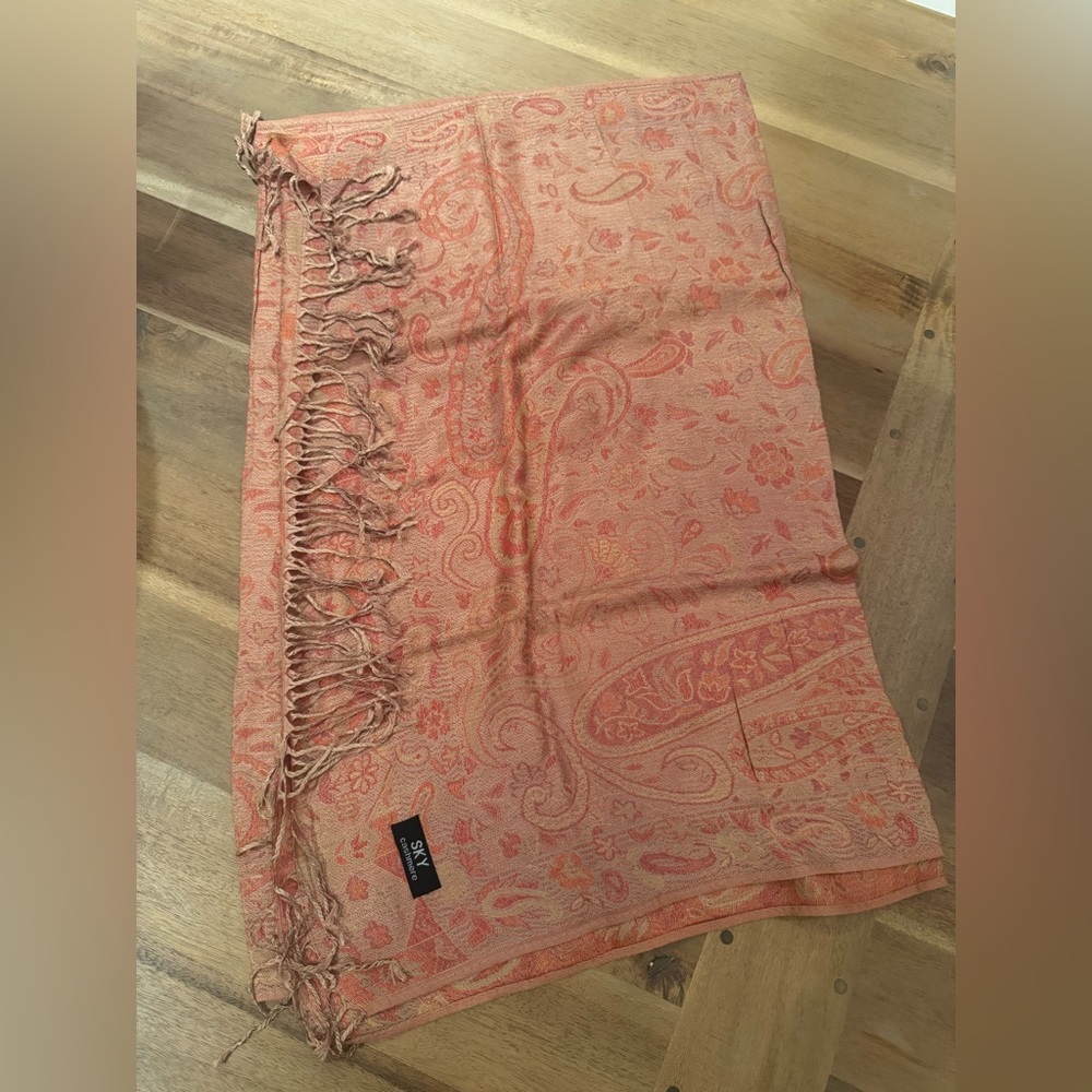 Sky Cashmere Scarf Coral Peach
